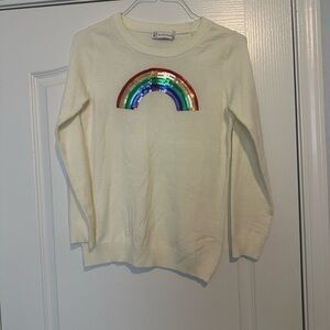 New York & Company Cream Womens Sweater with Sequin Rainbow